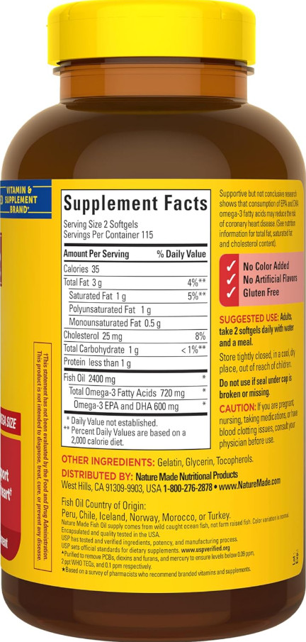 Fish Oil Omega 3 Supplements, 1200 mg Softgels, Omega 3 Fish Oil for Healthy Hea