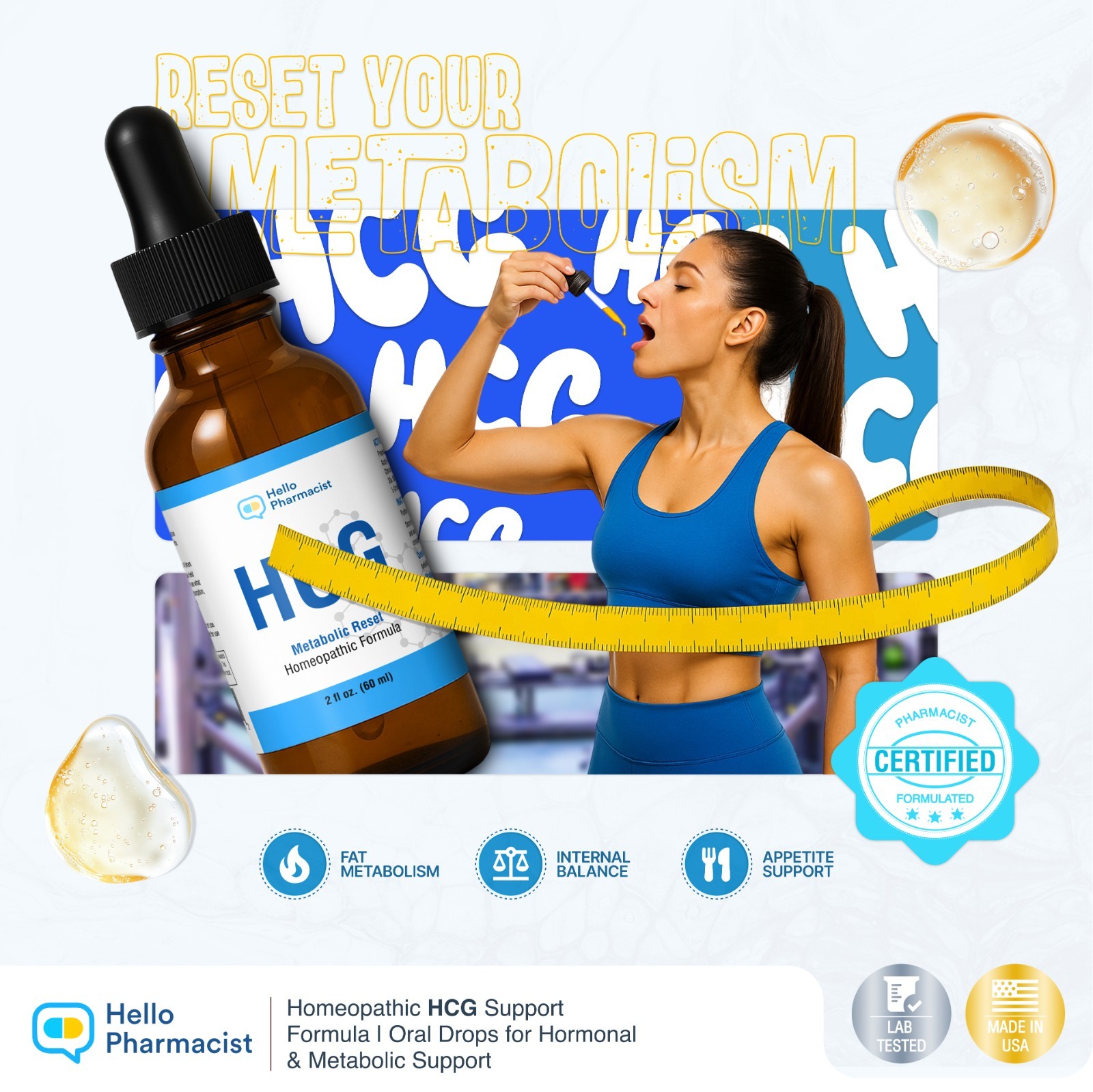Hellopharmacist hcg-metabolic reset diet drops weight management supplement 2oz