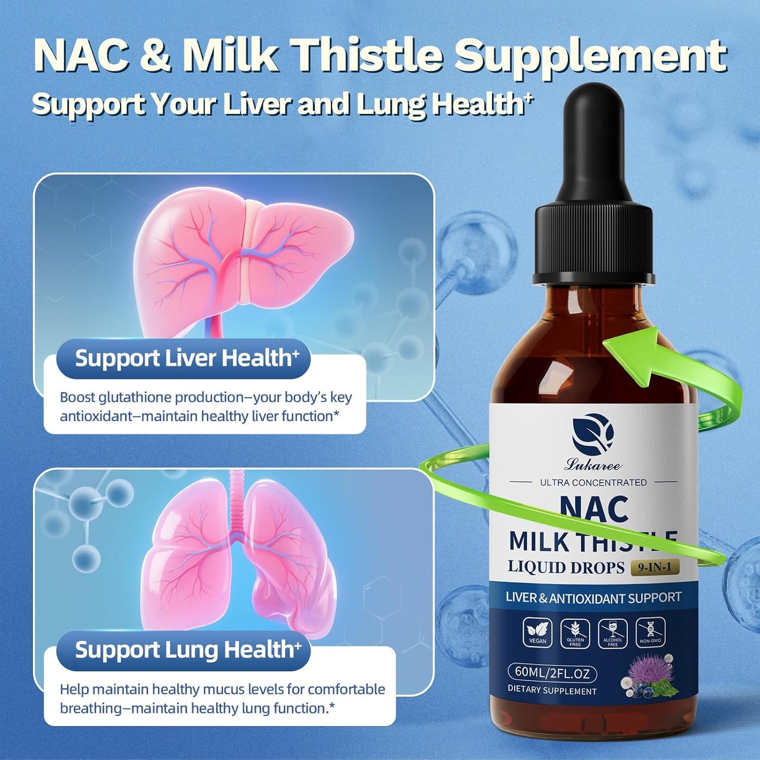 Liposomal Liquid NAC Supplement N-Acetyl Cysteine Drops, N Acetyl Cysteine 500mg