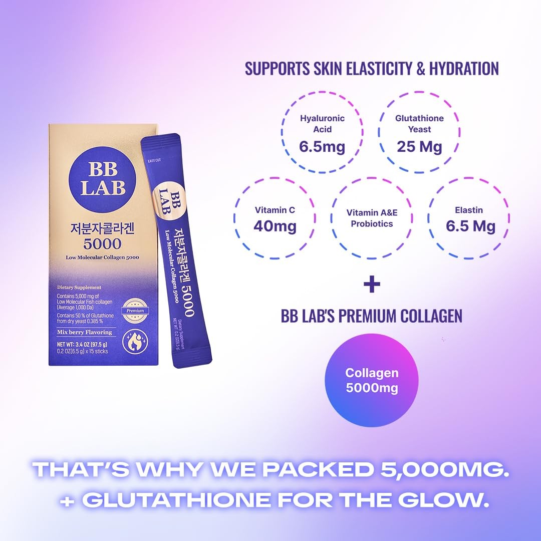 Collagen Powder Low Molecular Korean Marine 5000mg Mix Berry Flavor