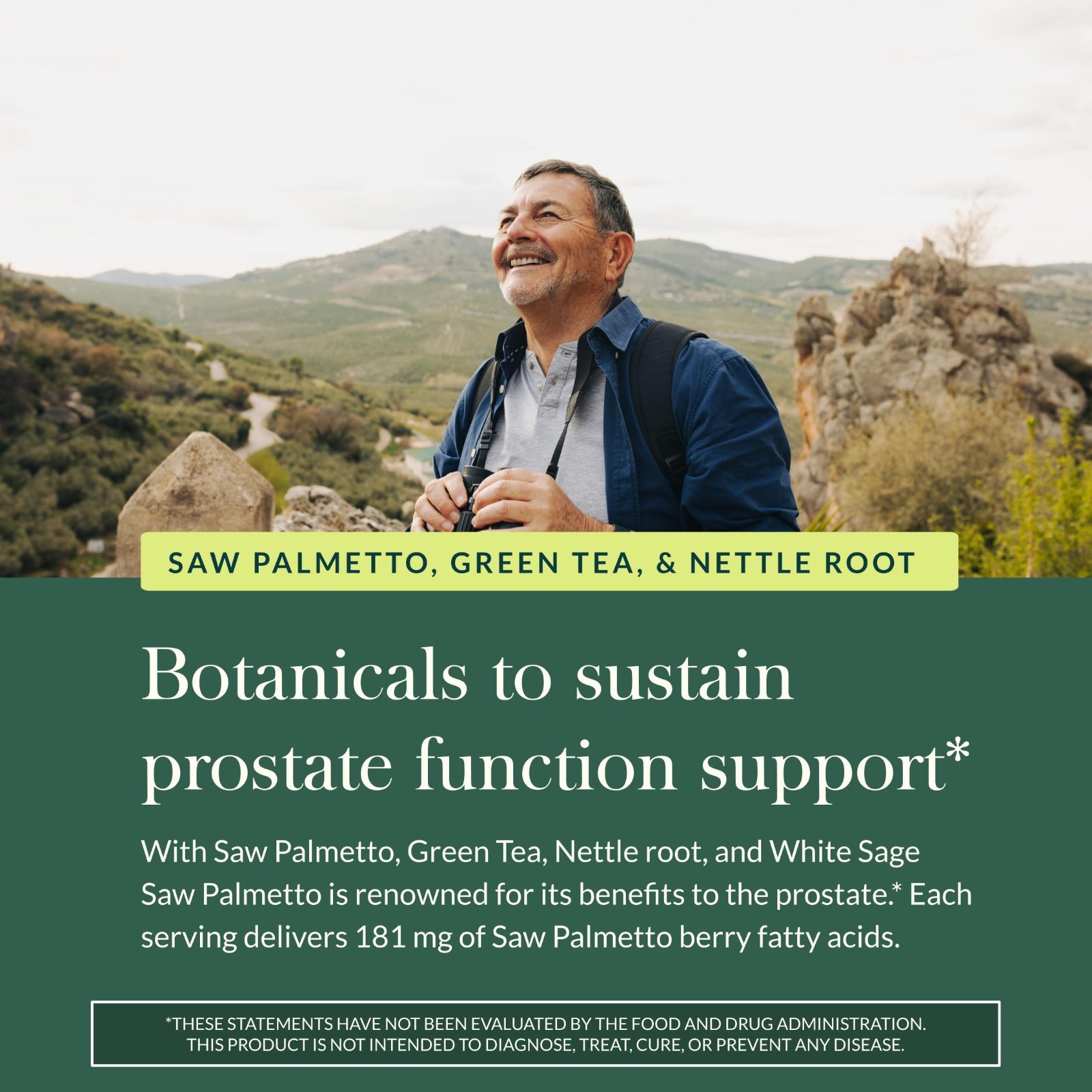 Prostate Health Support for Men – Saw Palmetto, Green Tea, Nettle Root – 120 Veg