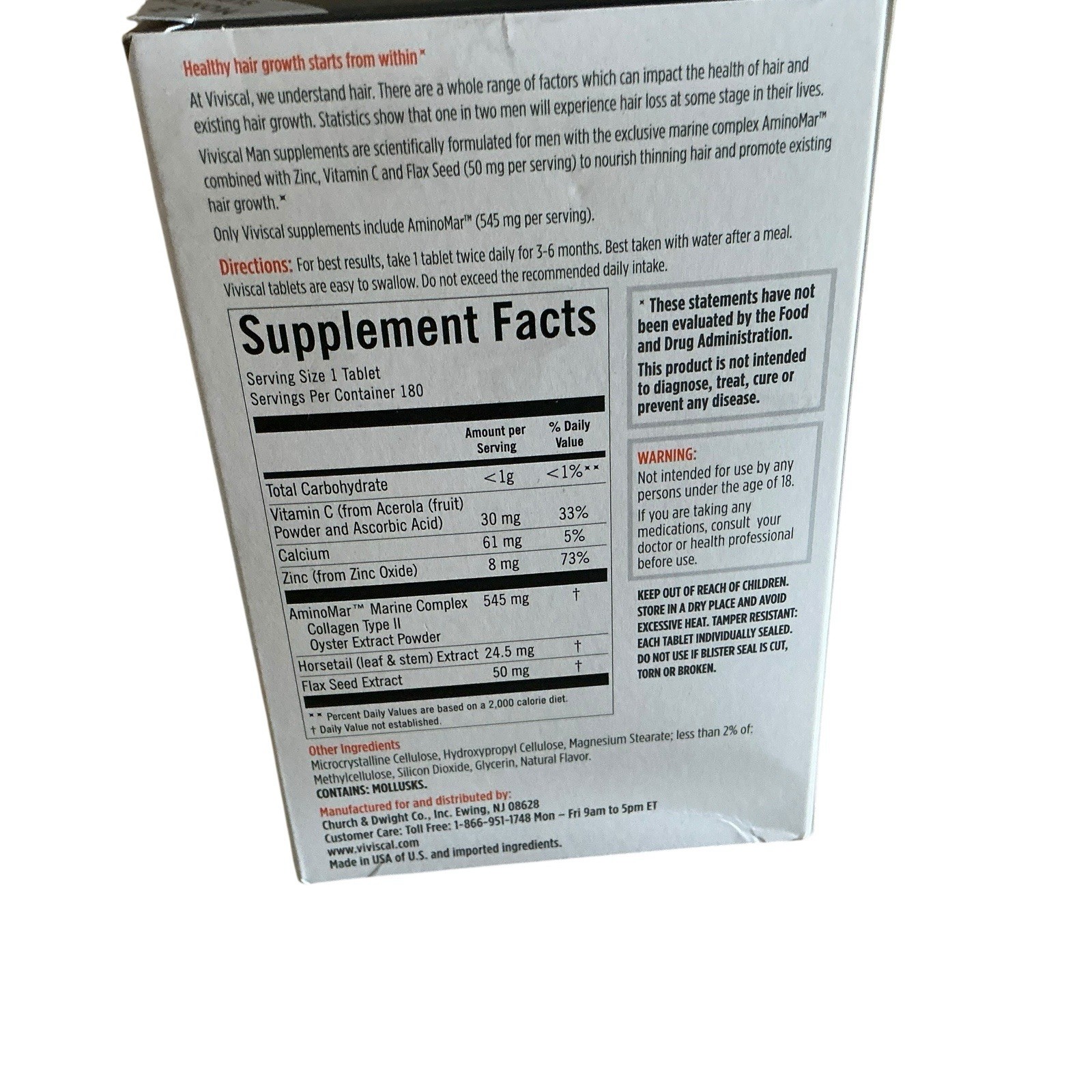 Viviscal Men Hair Growth Supplements 180 Tablets – 3 Month Supply EXP 06/28