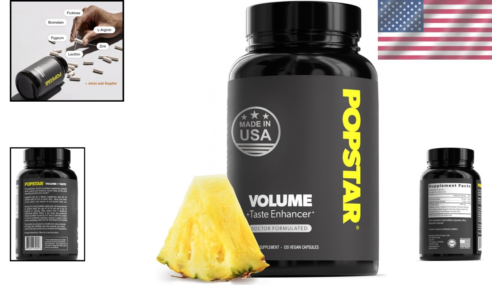 Daily Supplement for Men – Natural Zinc and L-Arginine Formula, 120 Count