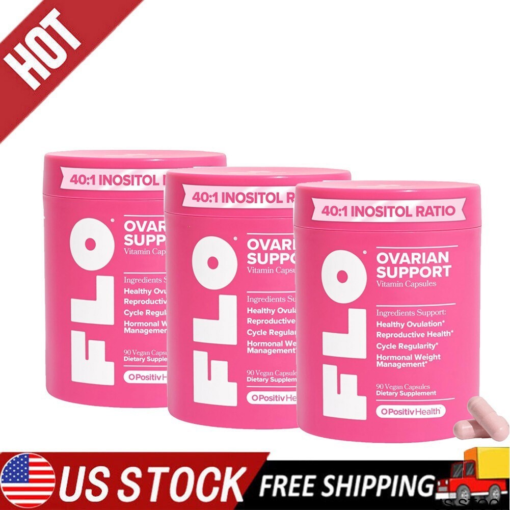 FLO Hormone Balance Ovarian Support Supplement Capsules Dietary Vitamin NEW 3Pcs