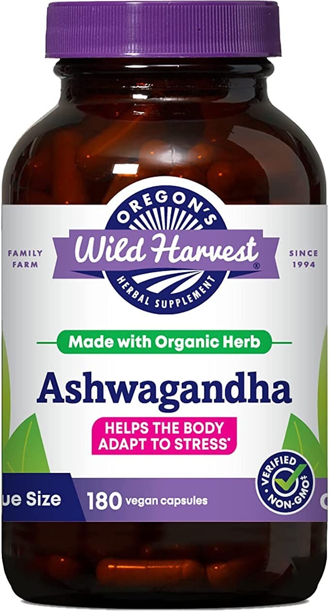WILD HARVEST ORGANIC ASHWAGANDHA. 180 CAPSULES.EXP 1/2028
