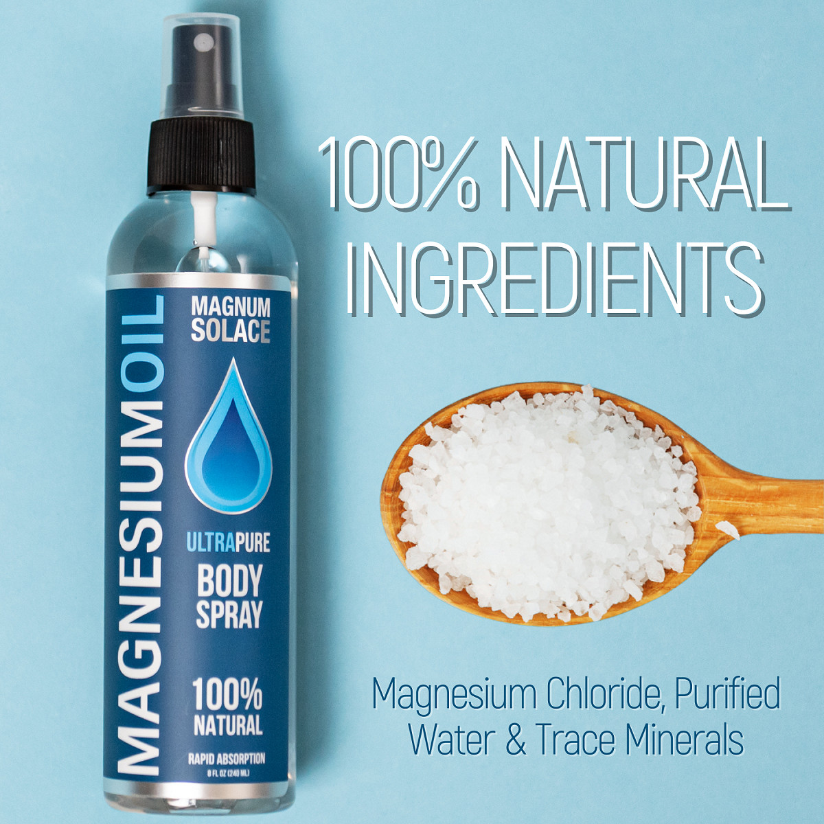 Magnesium Oil Spray – Ultra Pure & Concentrated Magnesium Chloride 8 oz
