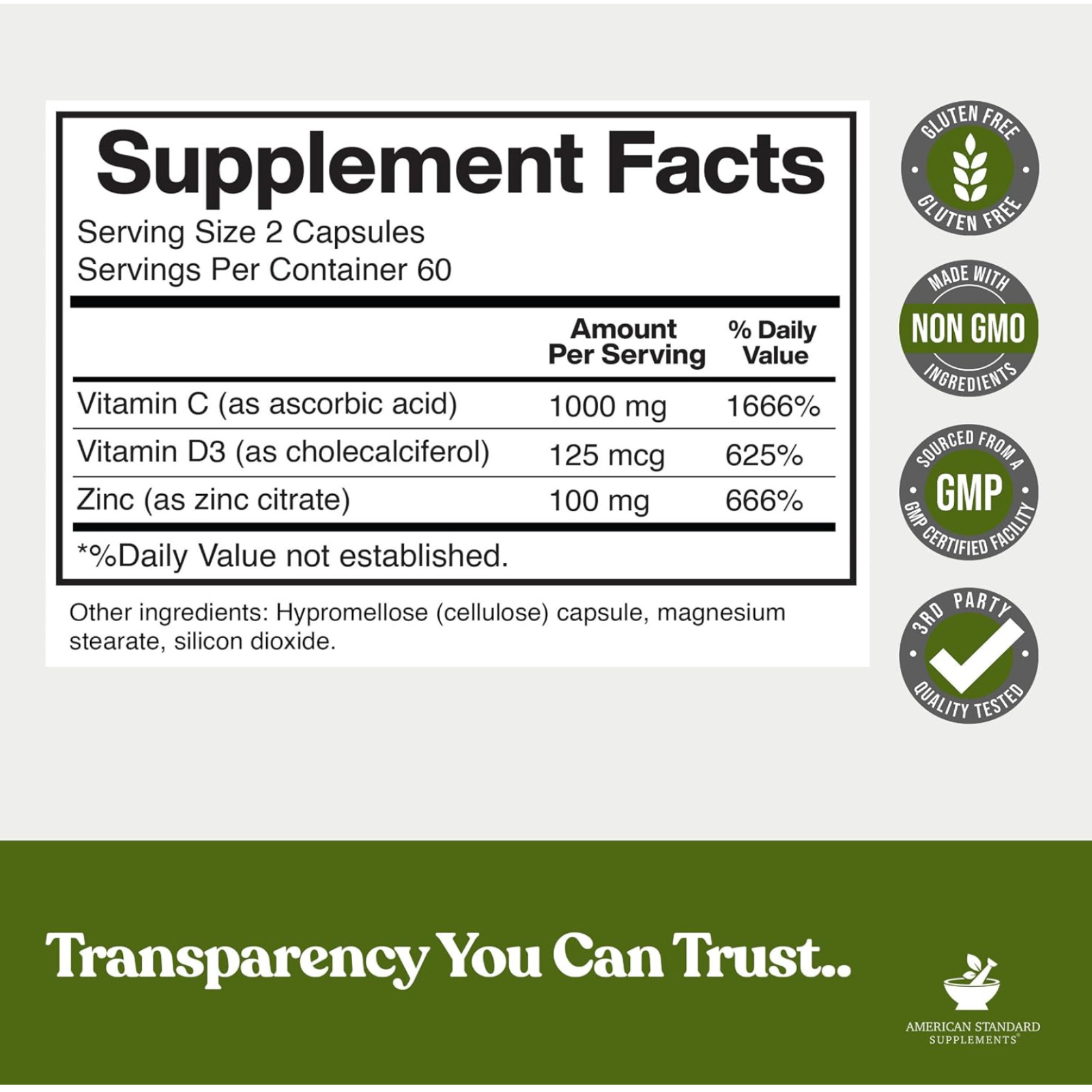 Zinc 100 mg con vitamina C, D | Suplementos de refuerzo del sistema inmunológico