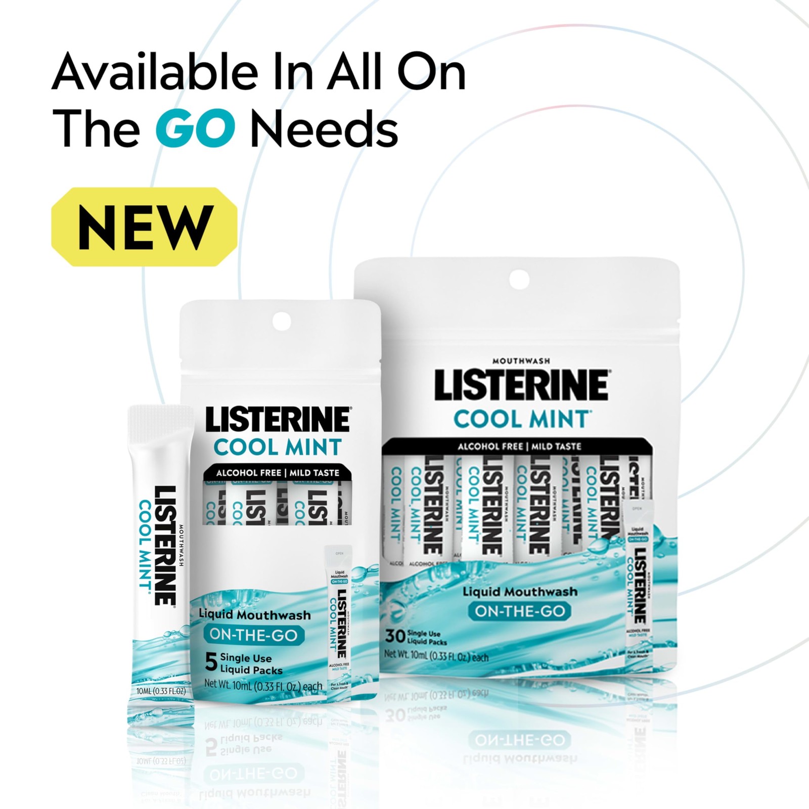 Listerine On-The-Go Cool Mint Alcohol Free 0.34 Fl Oz (Pack of 30), Blue