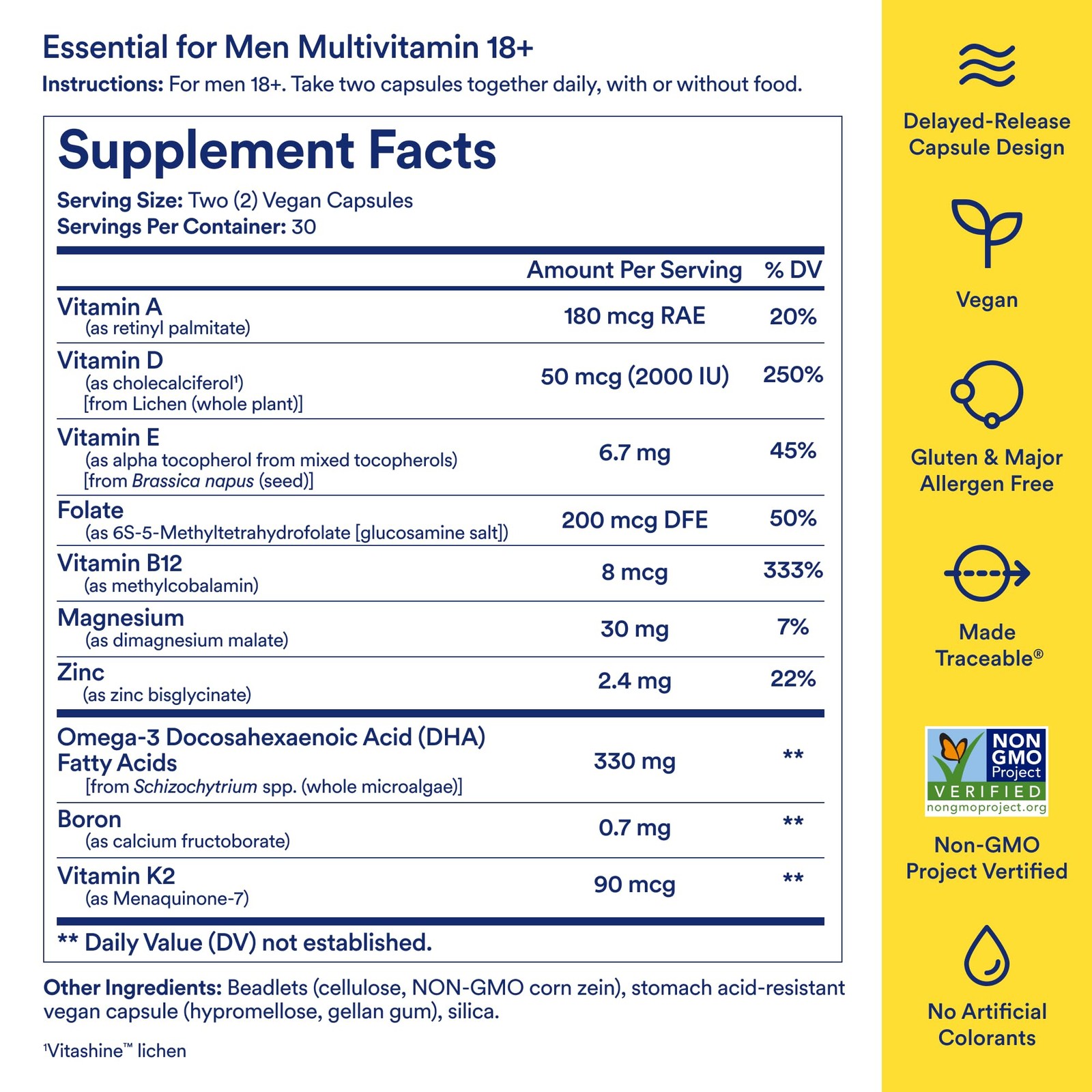 Ritual Men’s 18+ Daily Multivitamin – Key Essential 60 Count (Pack of 1)
