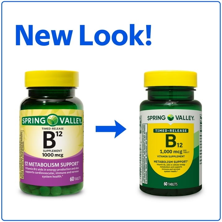 Spring Valley Vitamin B12 Timed-Release Tablets 1000 mcg, 60 Count