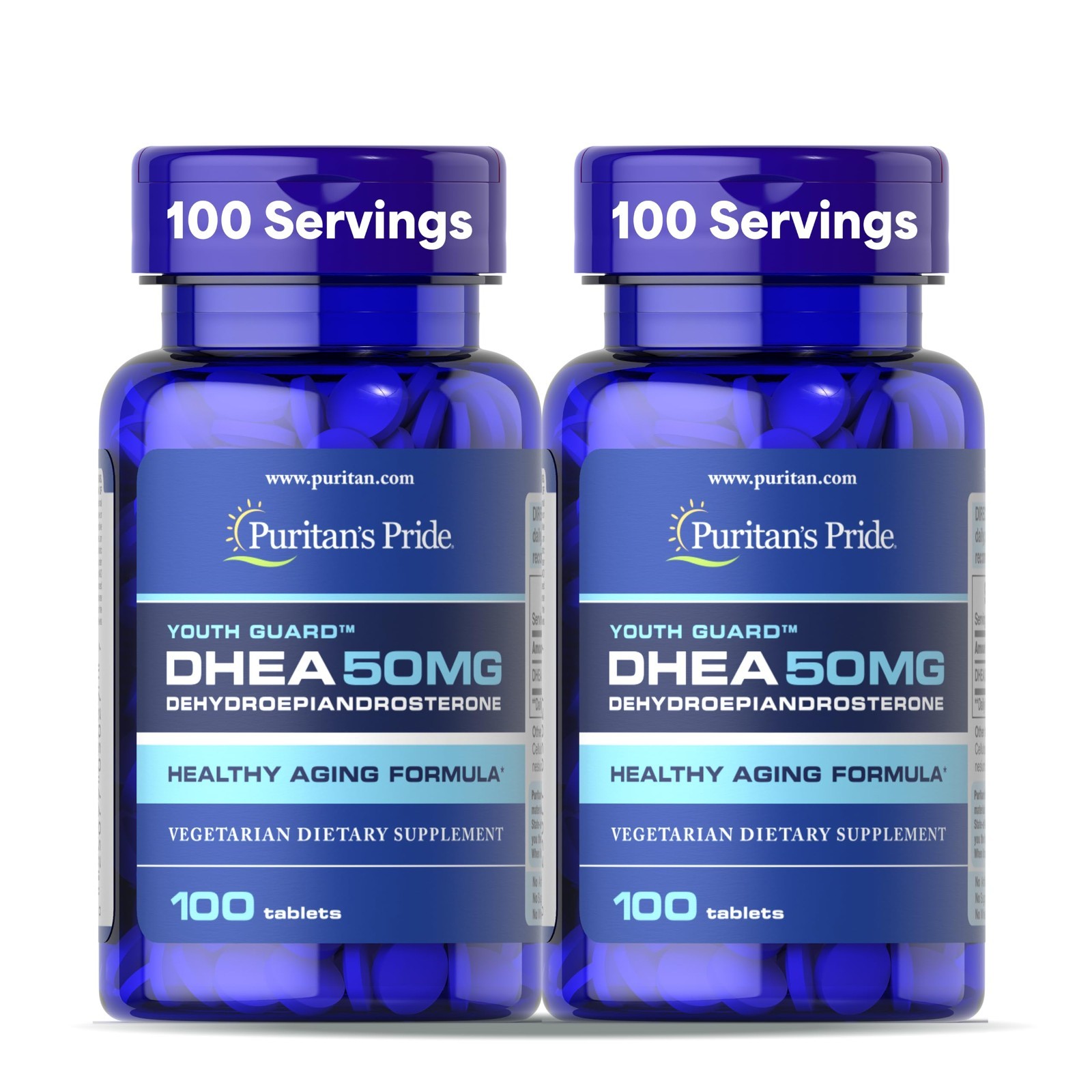 Youth Guard DHEA 50mg for Men & Women – 100 Tablets, Hormone Support, Energy Boo