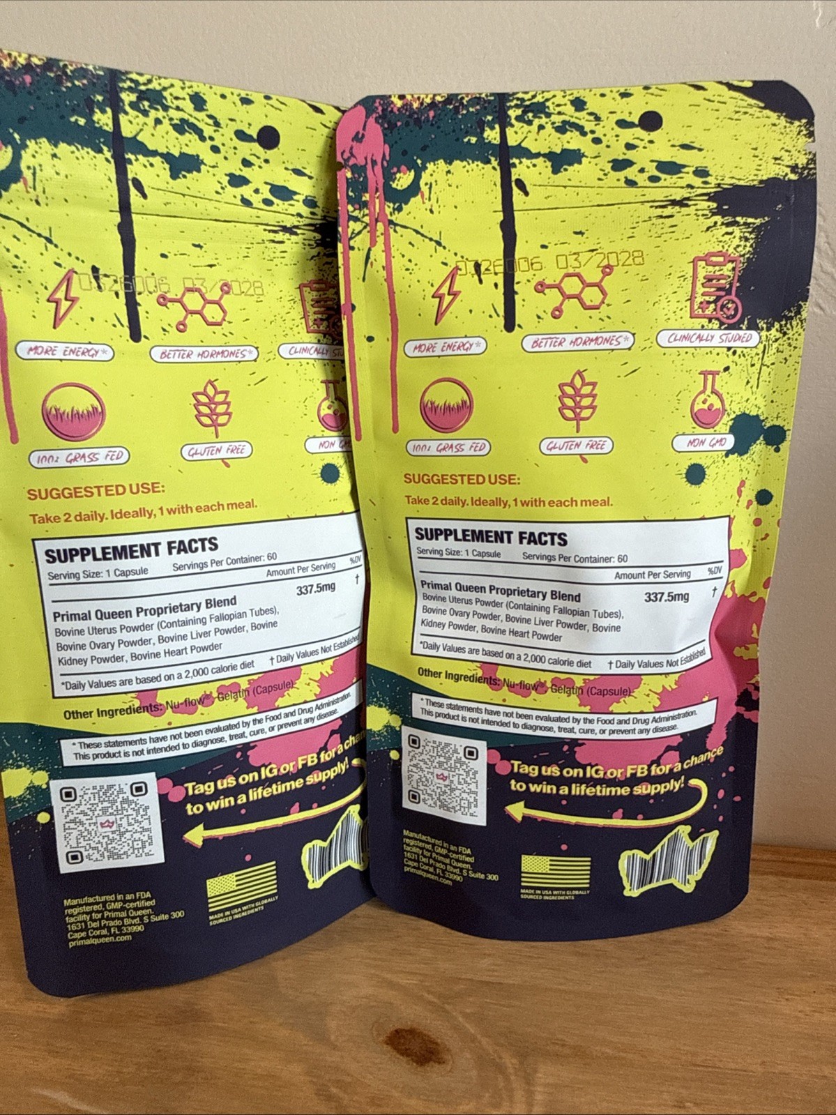 Primal Queen Female-Optimized Beef Organ Supplement (2) 60 Capsules Each