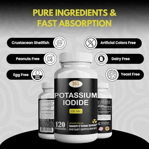 Potassium Iodide130 mg – KI Tablets- 120 Count (Pack of 1), White