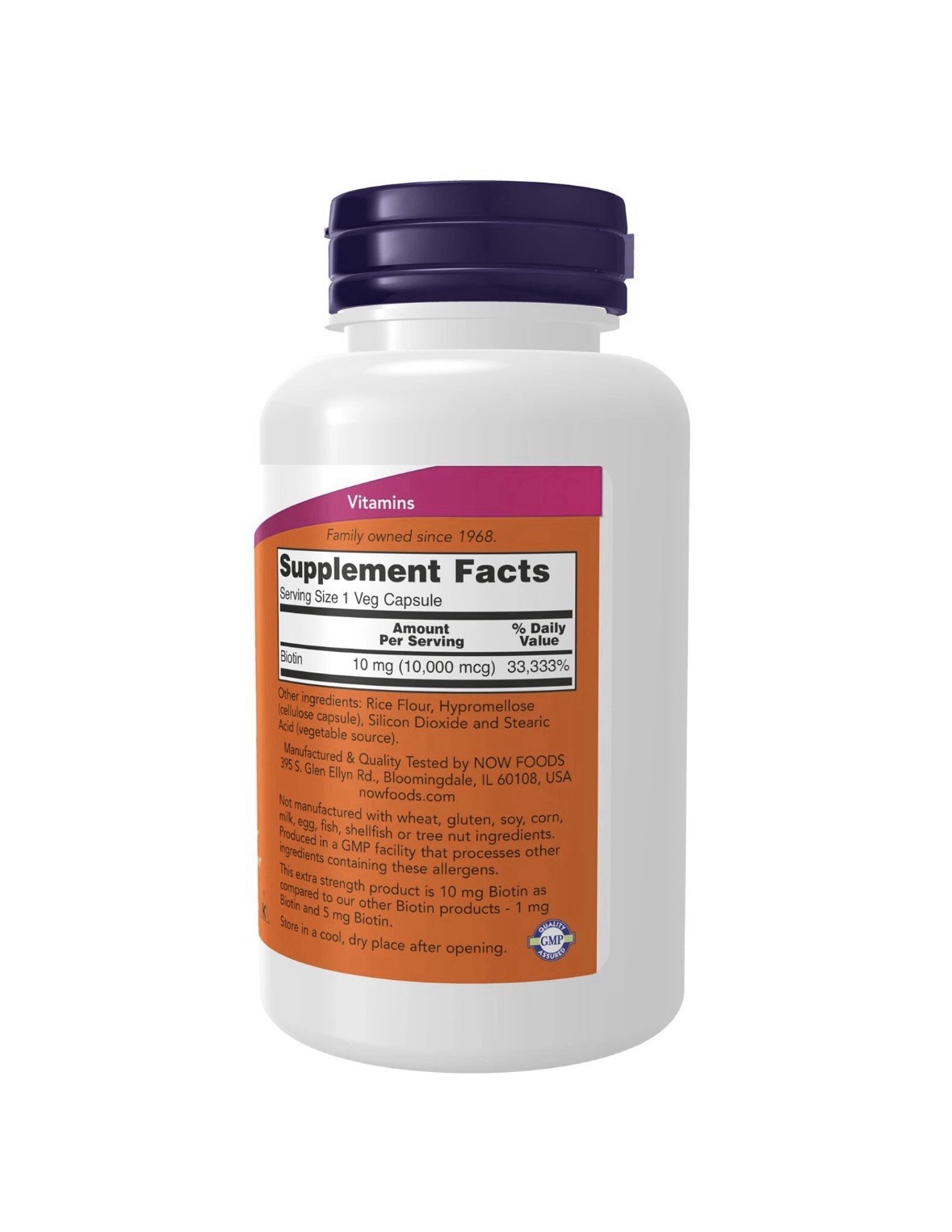 NOW FOODS Biotin 10 mg 10 000 mcg Extra Strength 120 Veg Capsules Exp 2/27