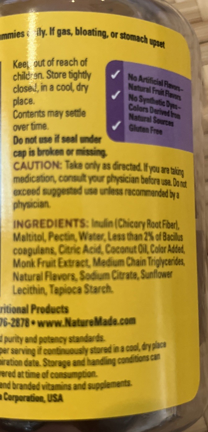 Nature Made Probiotic + Prebiotic Fiber Gummies for 50 Count Exp 4/2027