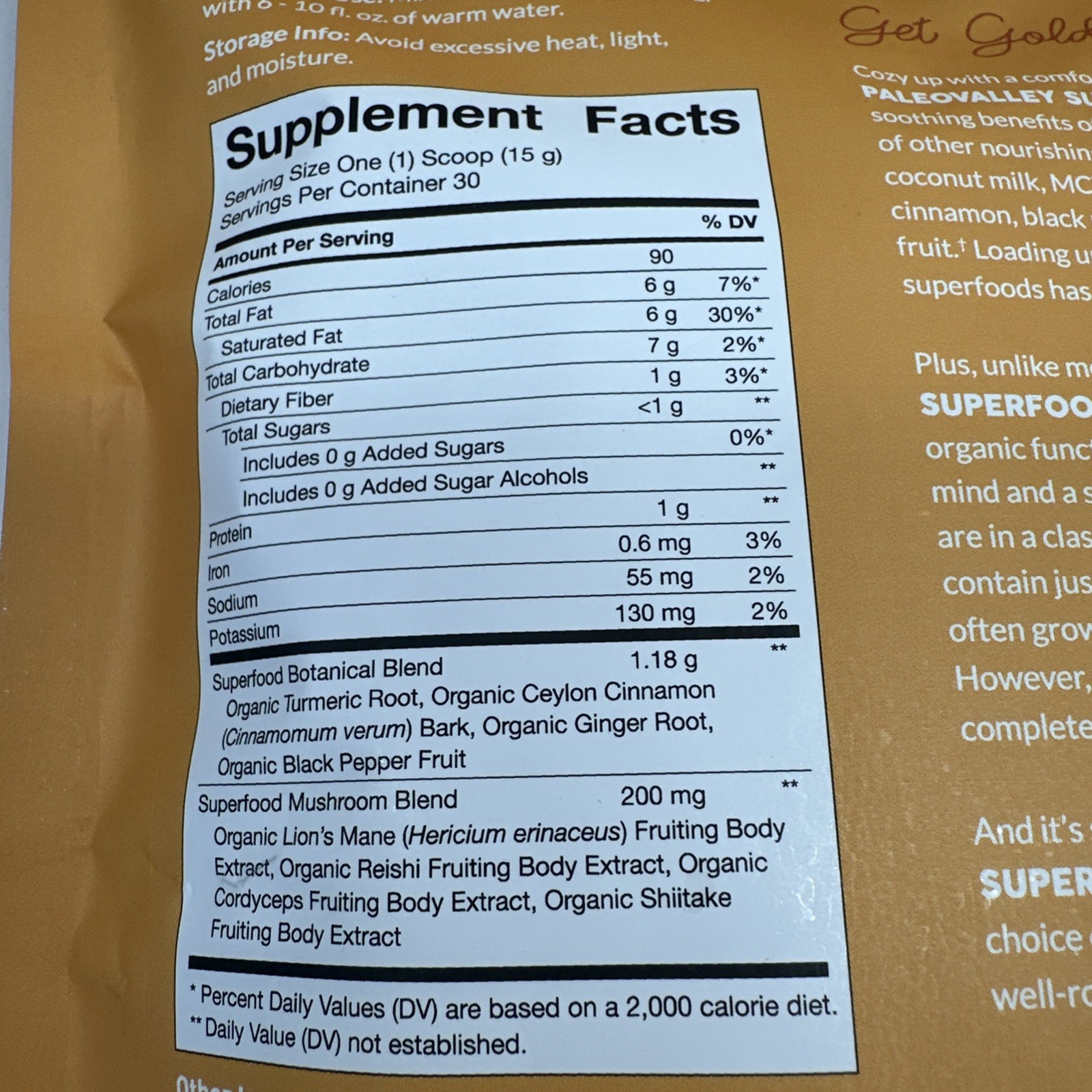 Paleo Valley Golden Milk Superfood Drink Powder Organic