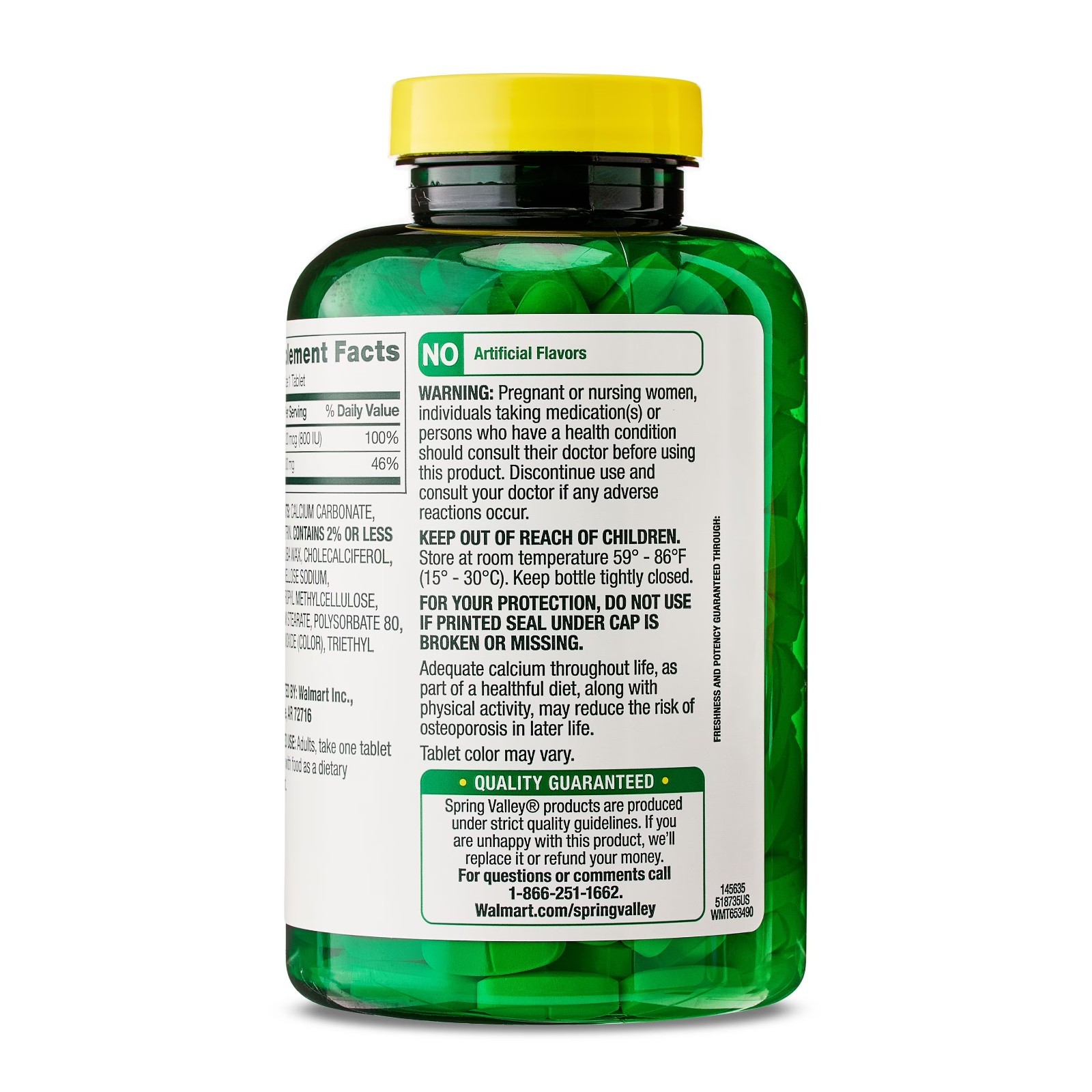 Spring Valley Calcium Supplement 600mg with Vitamin D 20mcg Bone Health 250-CT