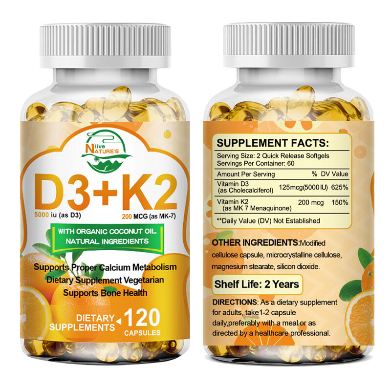 Vitamin D3 10,000IU and K2 MK-7 250mcg – 120 Capsules – Immune Support Wellness
