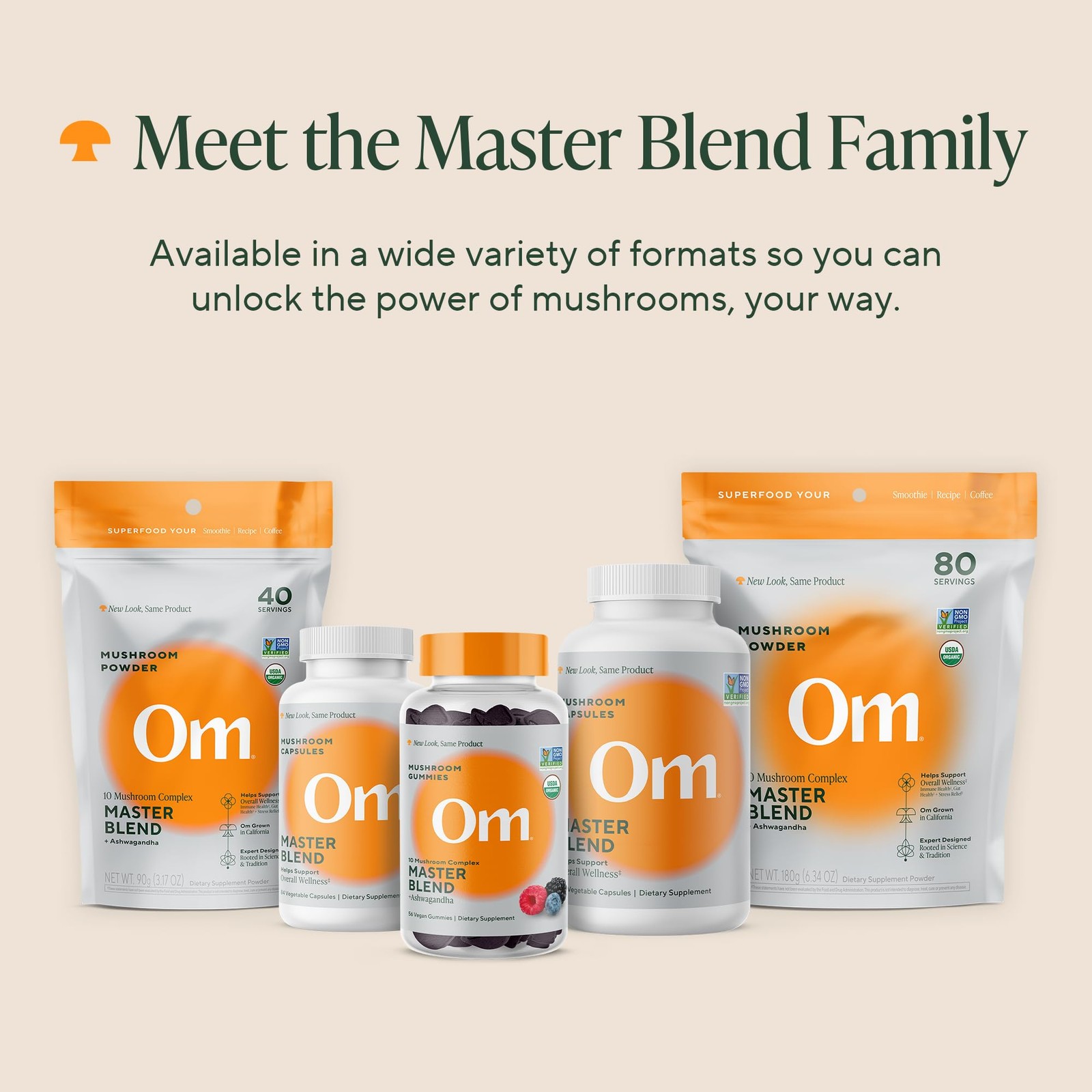 Om Mushroom Superfood Om Master Blend Mushroom Capsules – Organic Mushroom