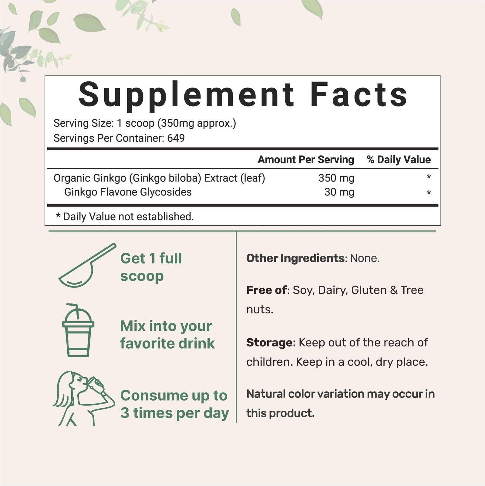 Organic Ginkgo Biloba Extract Powder, 8oz | Naturally Occurring Ginkgo Flavon…