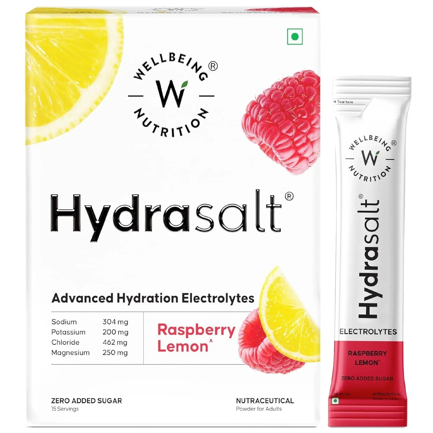 Wellbeing Nutrition HydraSalt Electrolyte Drink Lemon Flavor 90g Pack of 15