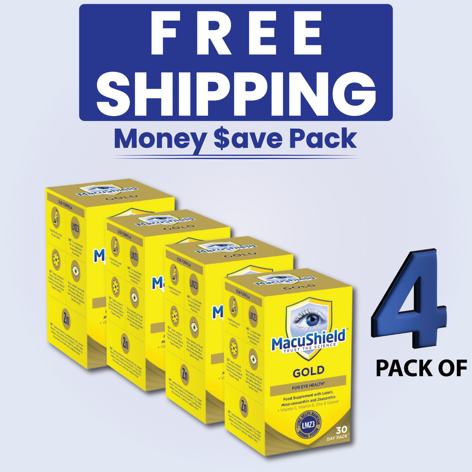 4 X Macushield Gold Food Supplement Capsules 90ct