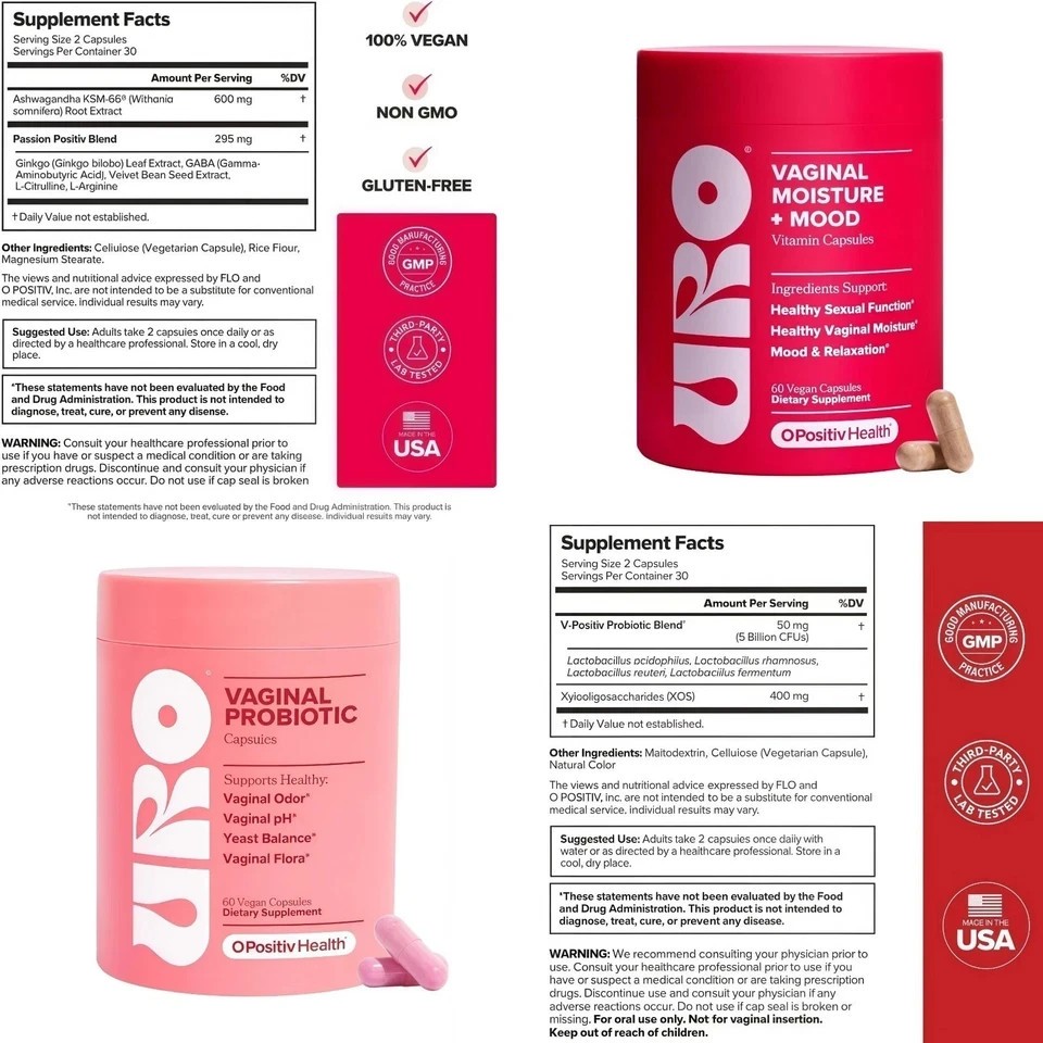 NEW LUXRY URO Health Bundle: Vaginal Moisture&60ct Mood+Vaginal Probiotics 60ct