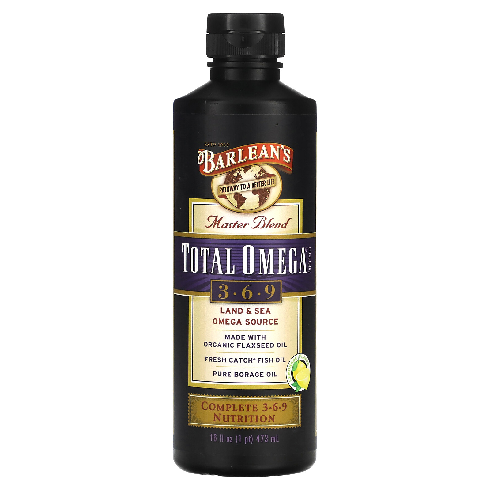 Master Blend, Total Omega Supplement 3 · 6 · 9, Lemonade, 16 fl oz (473 ml)
