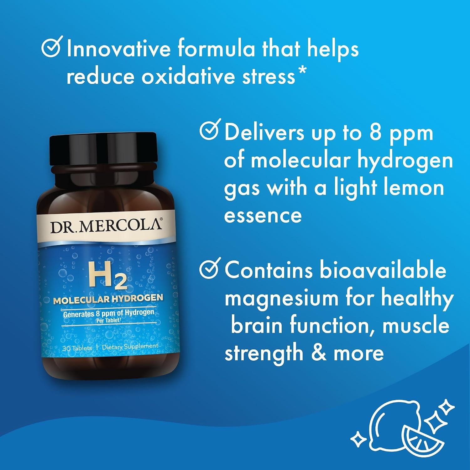 Molecular Hydrogen Supplement 30 Count Tablets – Healthy Aging Cellular Energy