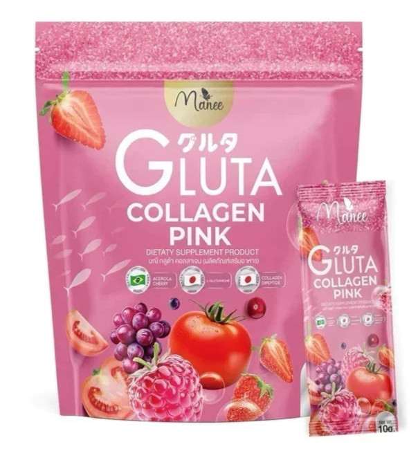 Manee Gluta Collagen Pink Anti-Aging Skin Brightening Glow Whitening 30 Sachet