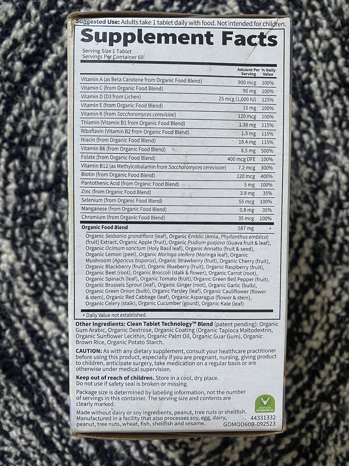 Garden of Life Mykind Once Daily Organic Multivitamin – 60 Tablets
