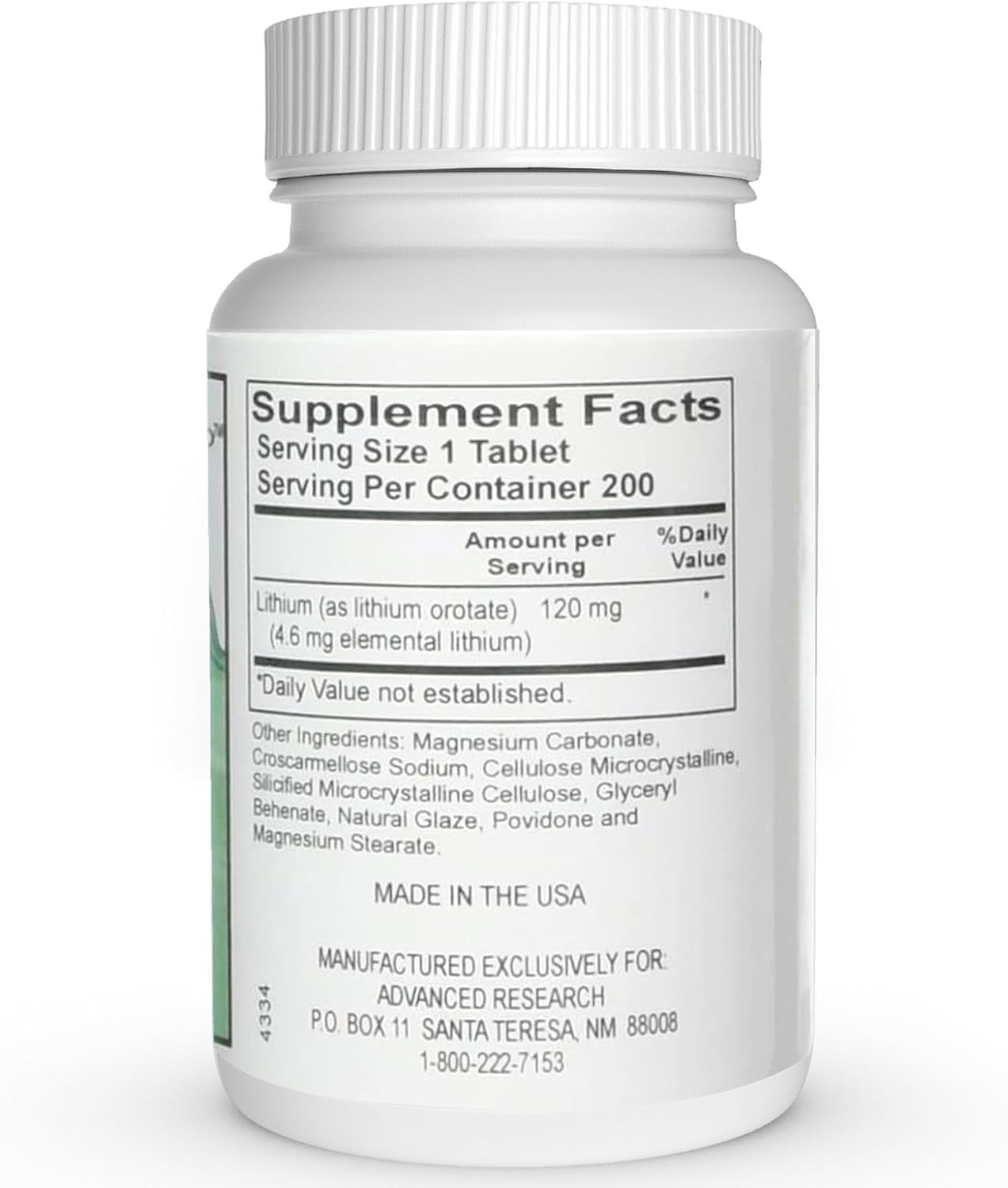 120 Mg Lithium Orotate – 200 Tablets, Advanced Nutrient Carrier for Mood Support