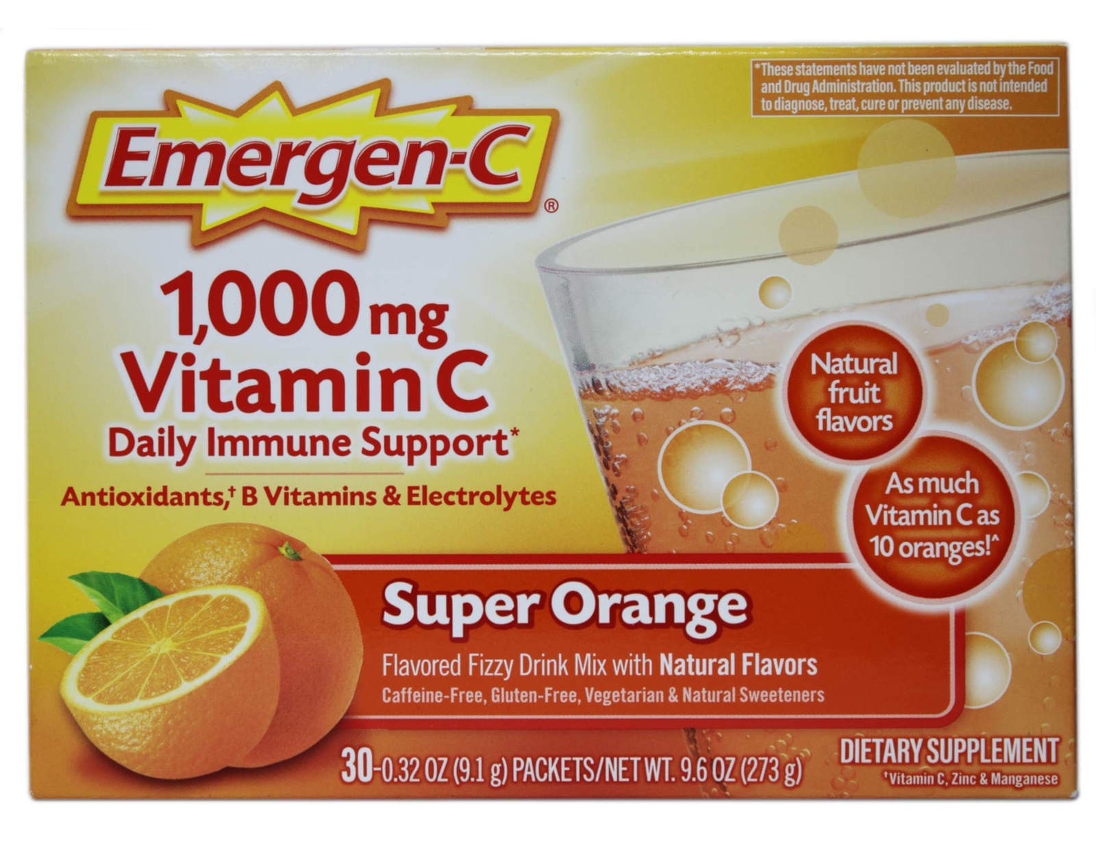 Emergen-C Super Orange Vitamin C – 30 Count (Pack of 4) (Packaging may vary)