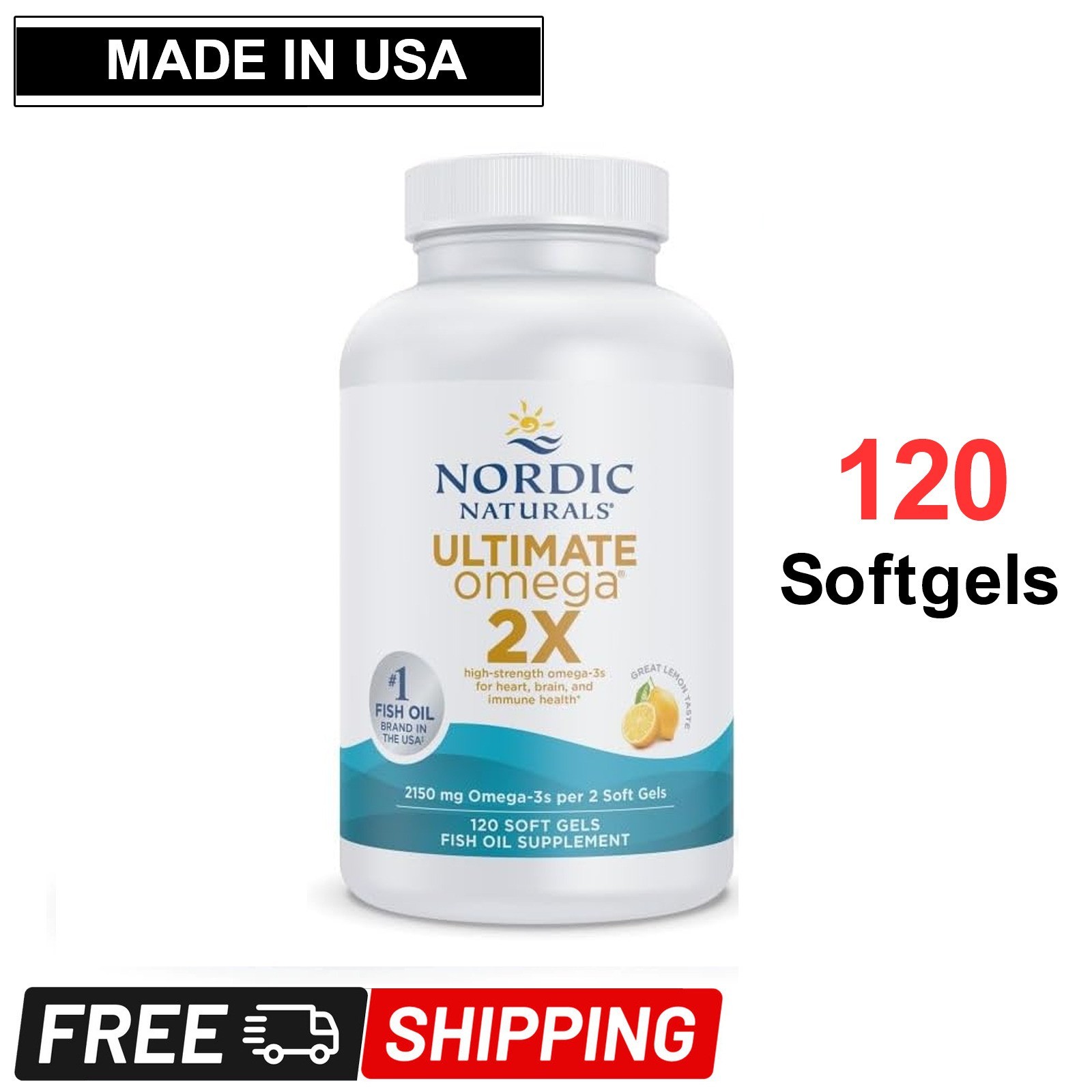 Nordic Naturals Ultimate Omega 2x Fish Oil 2150 mg 120 SoftGels EPA & DHA