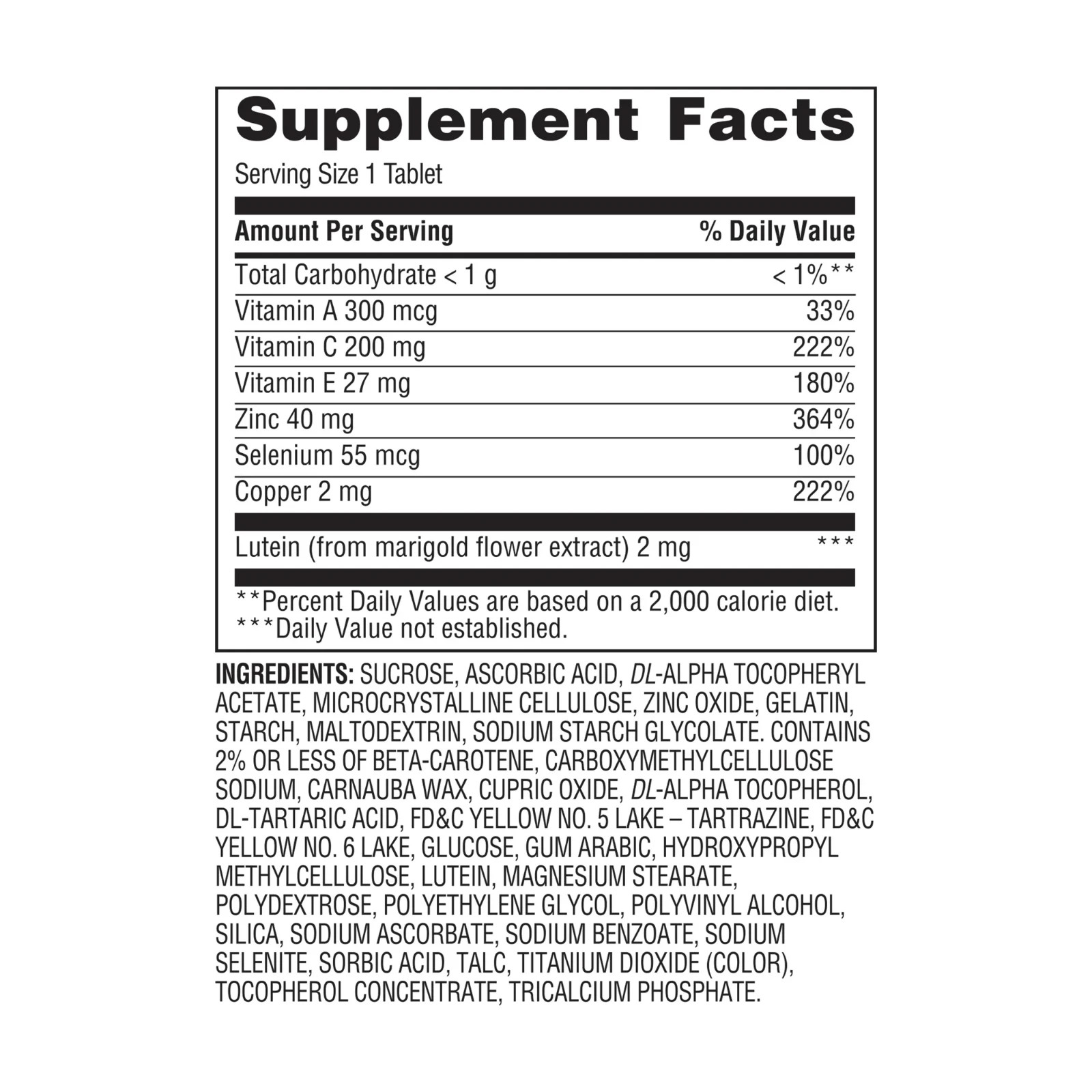 Equate Vision Formula w/ Lutein Tablets 120ct (Ocuvite Compare)