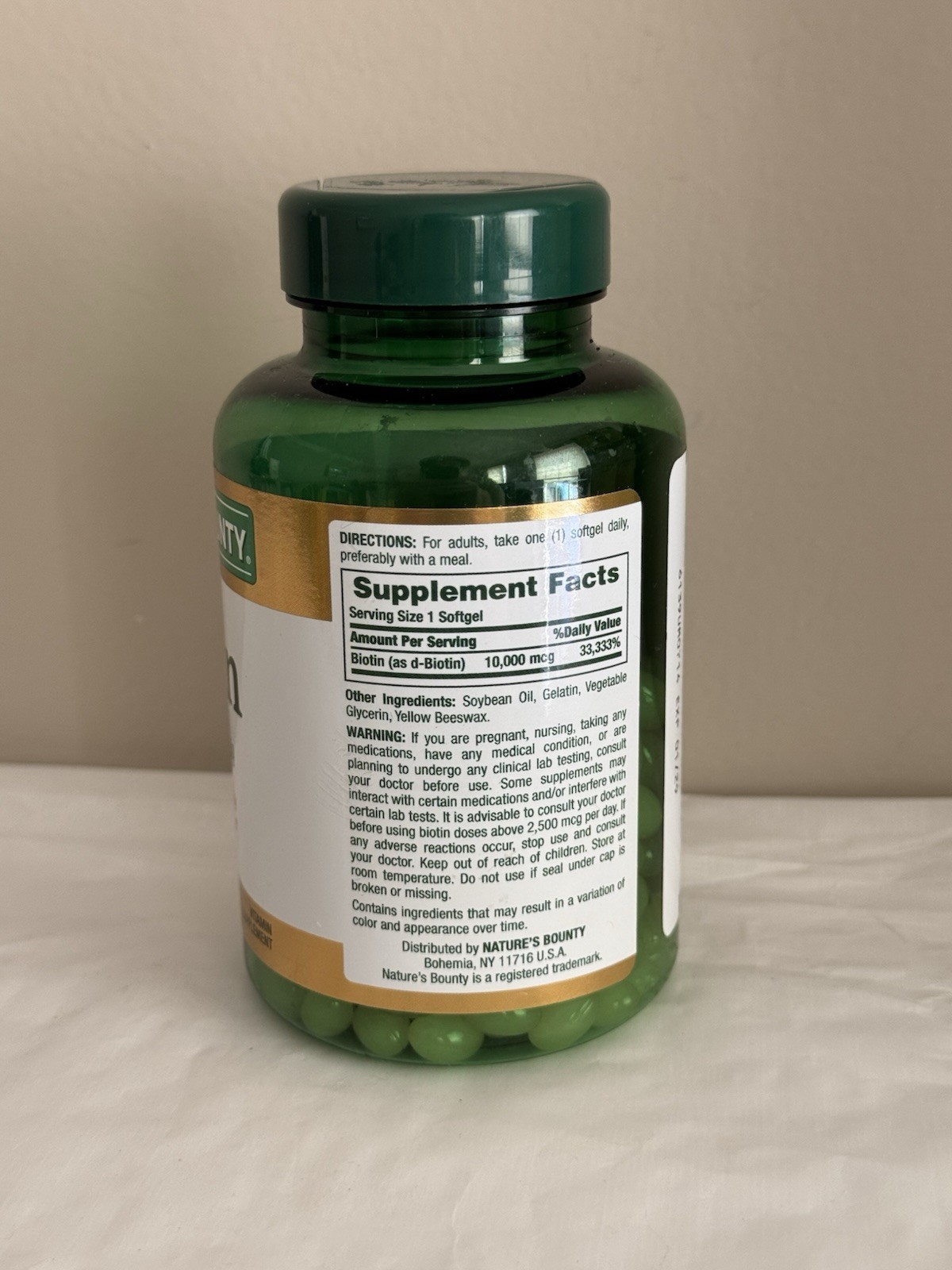 Nature’s Bounty Biotin 10000 mcg 250 Rapid Release Softgels EXP 01/2029