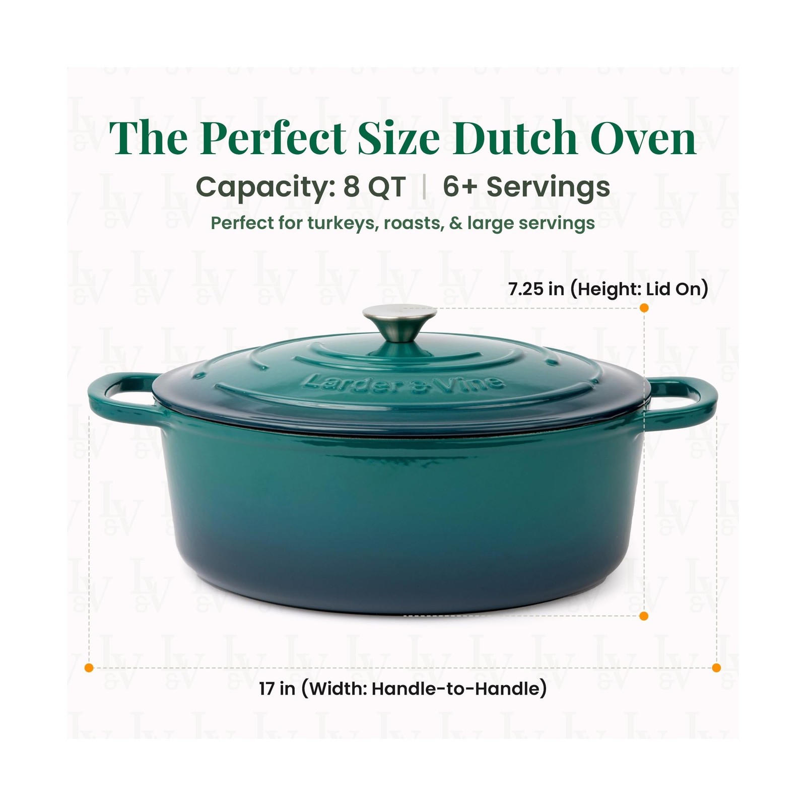 Larder & Vine Enameled Cast Iron 8 qt Dutch Oven Pot with Lid | Bread Baking …