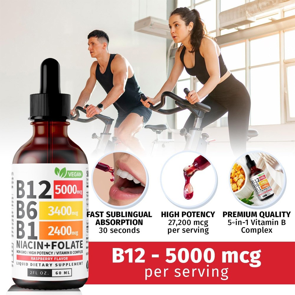 1-5Bottles Vitamin and B12 B6 Liquid Drops B12 Sublingual Vitamin B Complex – B1