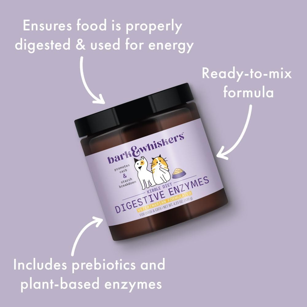 Bark & Whiskers Digestive Enzymes – Veterinarian Formulated – for Dogs & Cats –