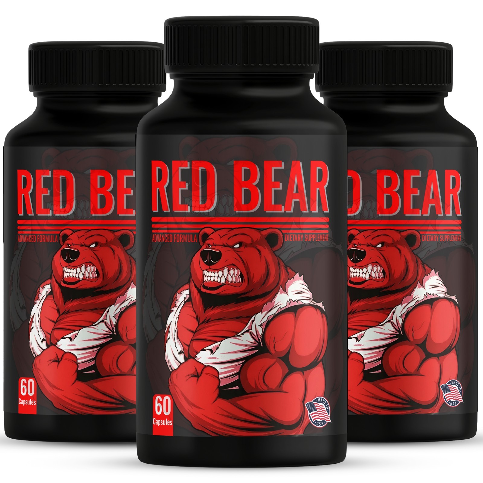 (3 Pack) Red Bear Capsules, RedBear Advanced Health Formula for Men