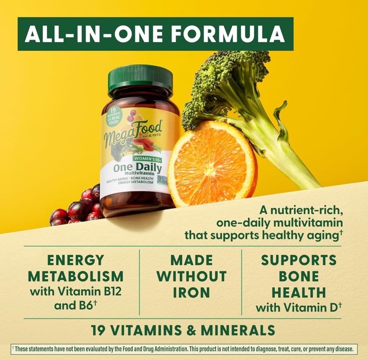 MegaFood Women 55+ One Daily 120 Tabs – Healthy Aging, Energy, Bone.. 10/2027!