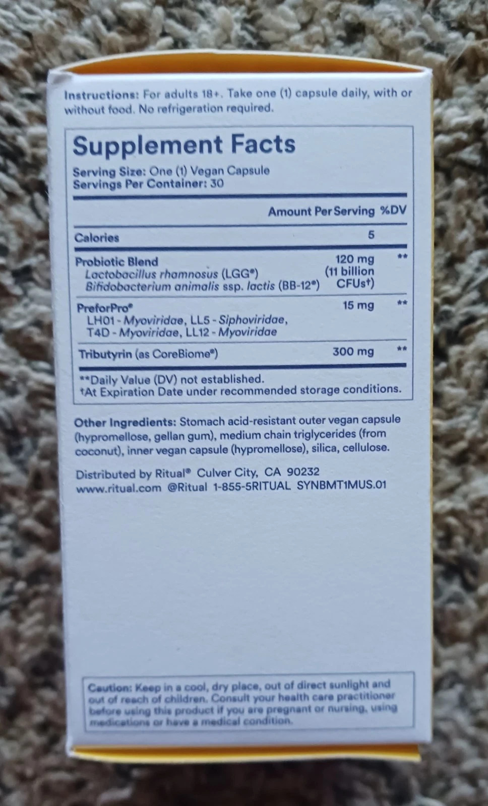 Ritual Synbiotic Gut Health 3-in-1 Pre Pro & Postbiotic Vegan 30-Day Supply