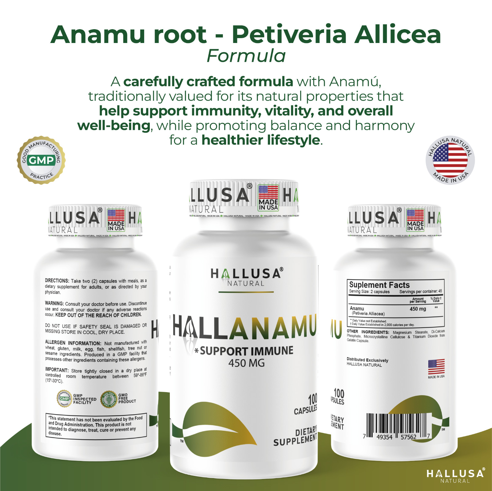 Anamu Root – Petiveria Immune Support Detox Anamu Capsules Organic 100 Cap