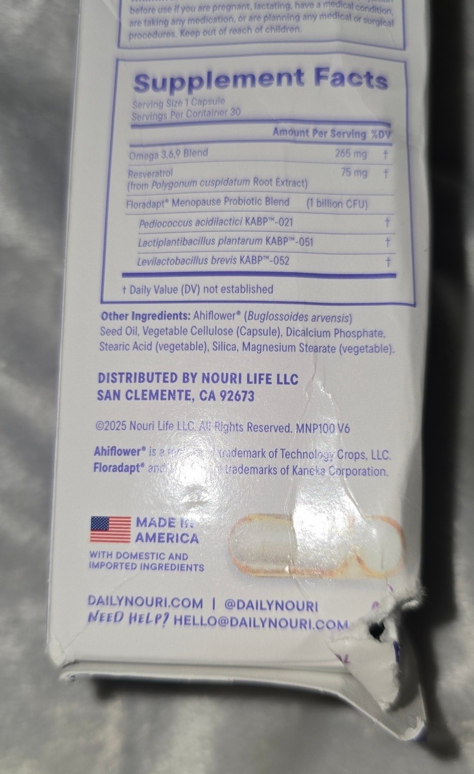 dailynouri Menopause Probiotic Hormonal Balance Resveratrol 30 Ct Exp 07/27