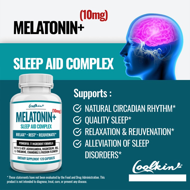 Melatonin + Sleep Aid 120pcs – Ashwagandha, Chamomile, L-Theanine