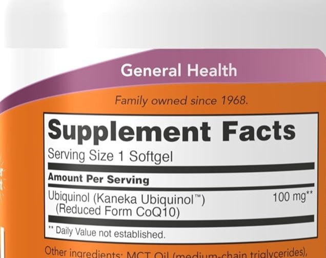 NOW FOODS Ubiquinol 100 mg (Active Form of CoQ10) 120 Softgels NEW BB 02/2029