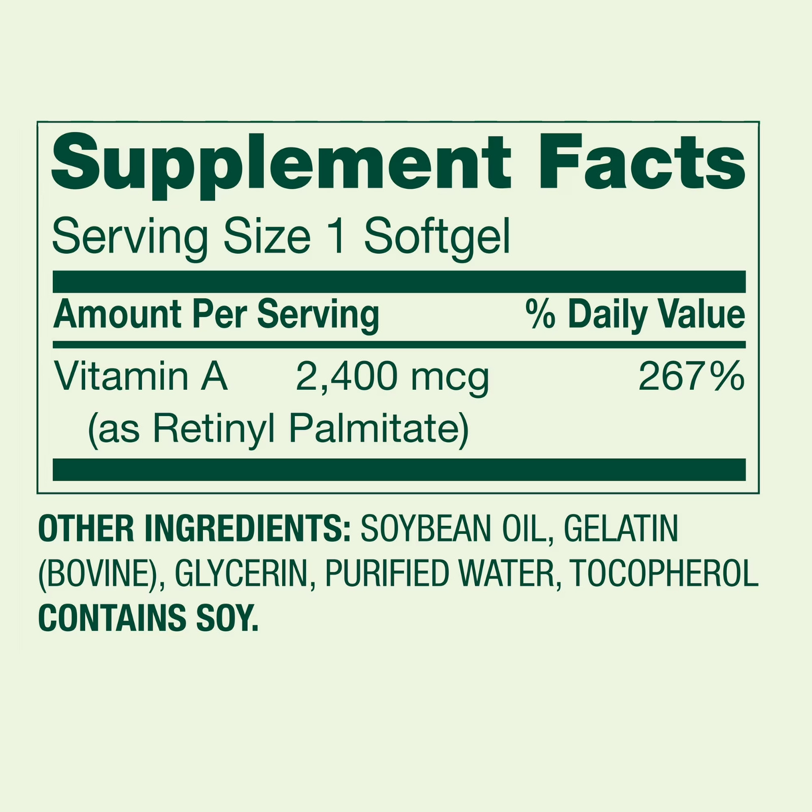 (3 Pack) Spring Valley Vitamin A 2400 mcg Softgels 250 Count