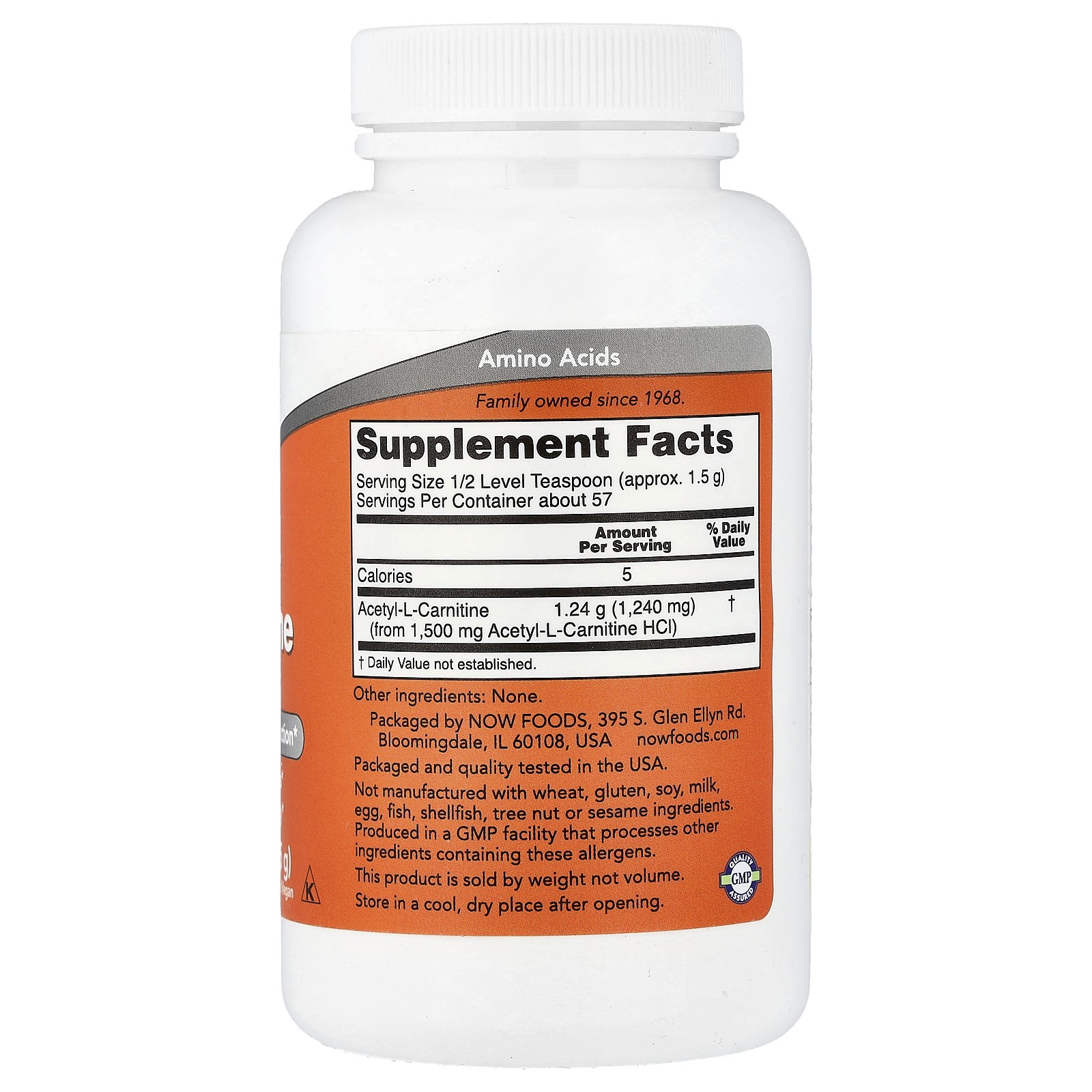 Now Foods Acetyl-L-Carnitine 3 oz 85 g GMP Quality Assured, Vegan, Vegetarian