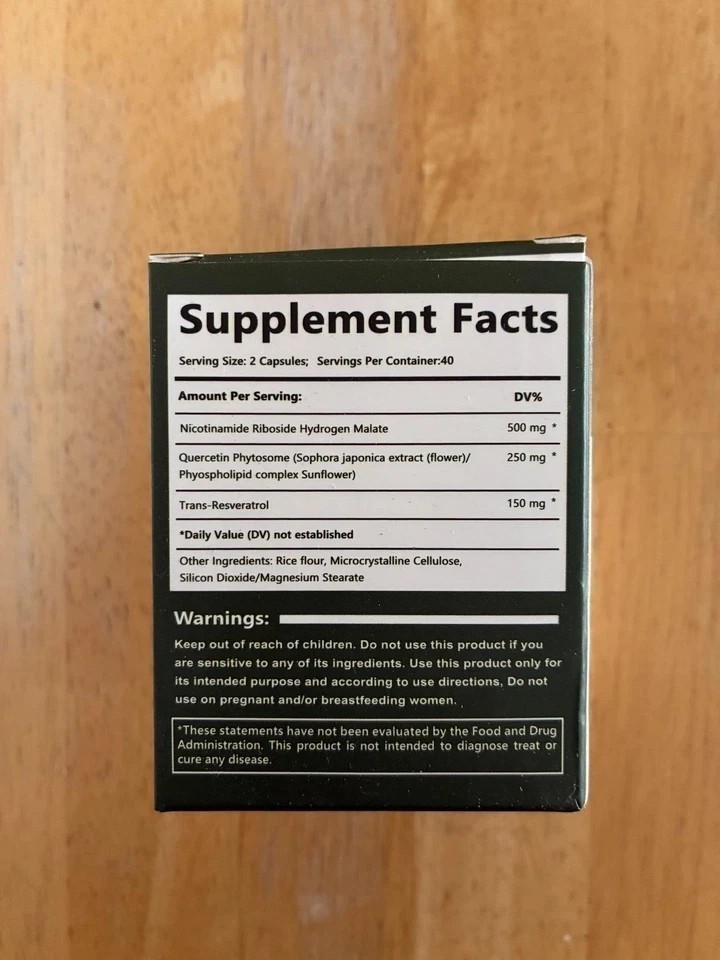 Reus Research NAD+ Nicotinamide Riboside Resveratrol Anti-Aging Supplement NEW