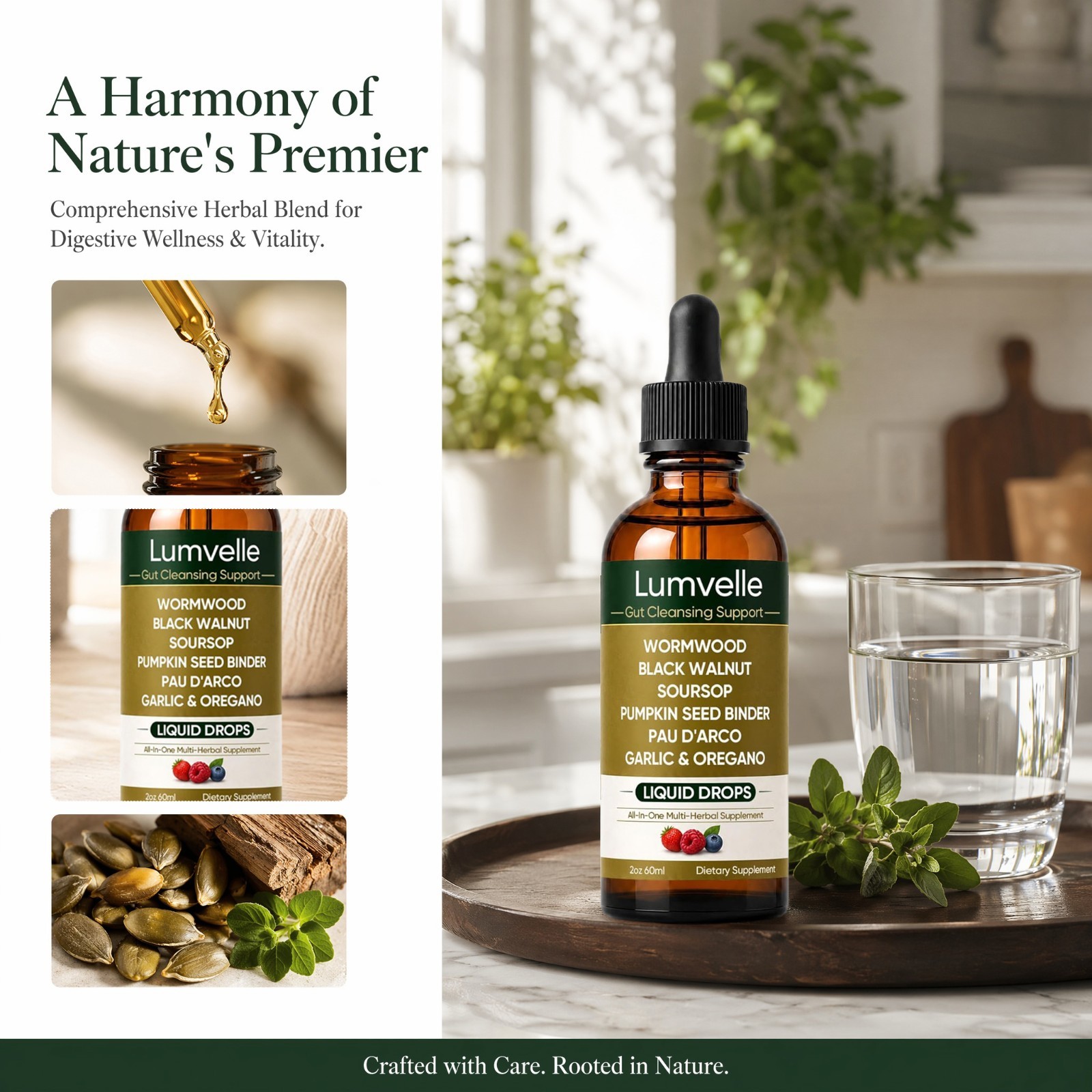 LUMVELLE Wild Harvested Wormwood Botanical Liquid Herbal Supplement Drops
